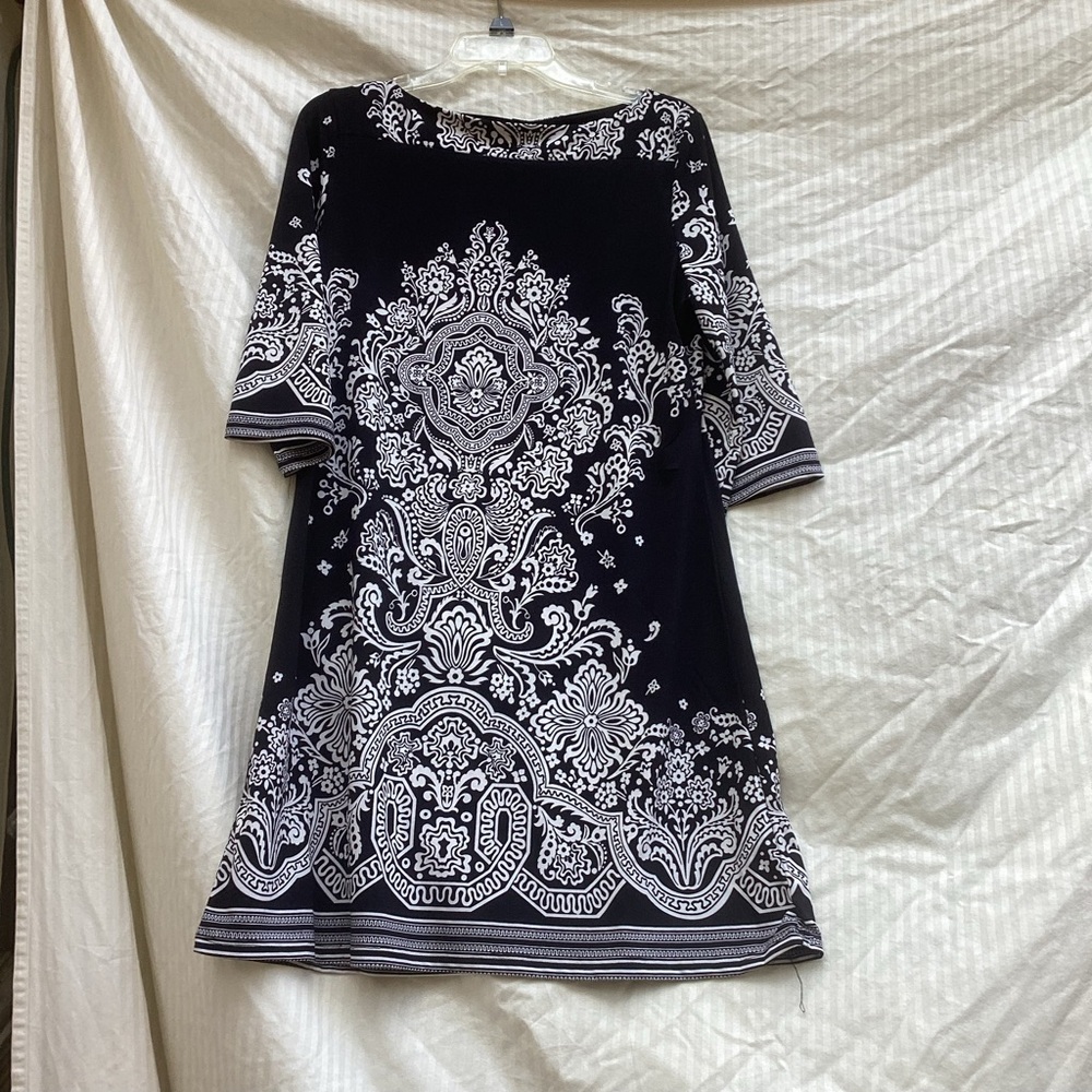 JM Collection NWT black and white patterned dress, size large